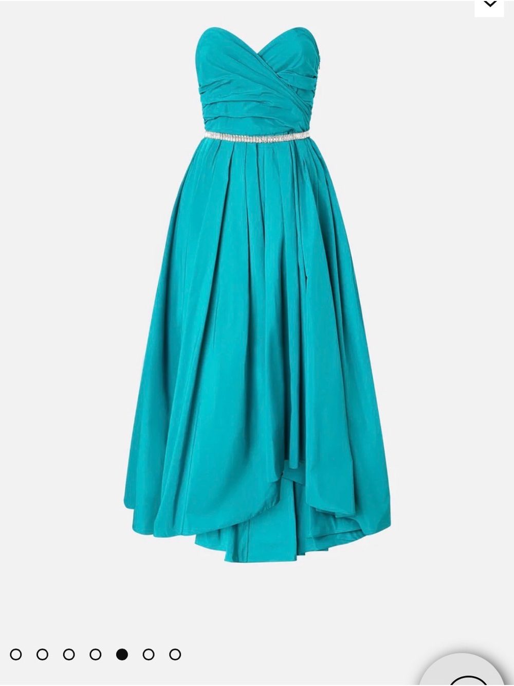 Pinko Turquoise Strapless Maxi Dress with Rhinestone Waist